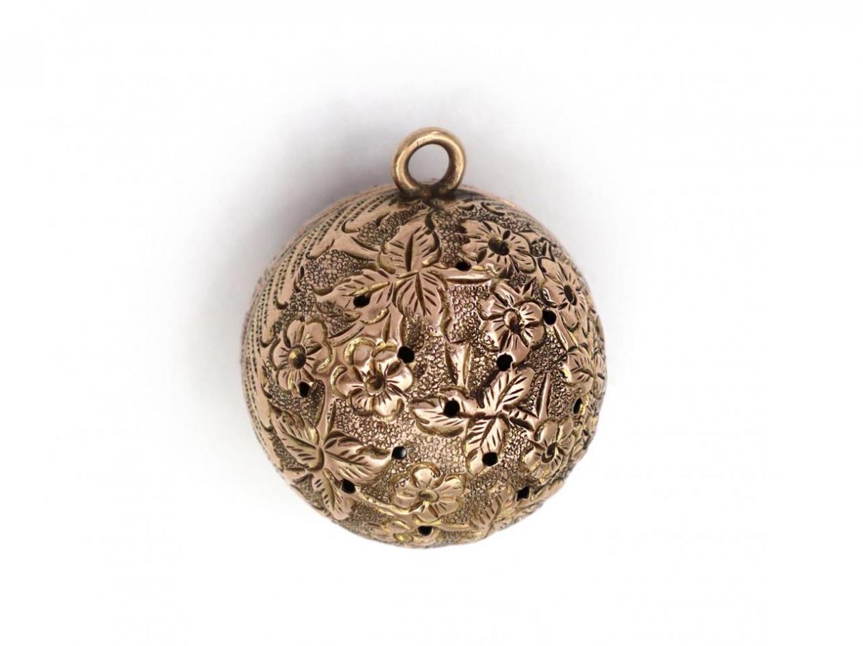 1897 rose gold floral pomander pendant in 9kt gold