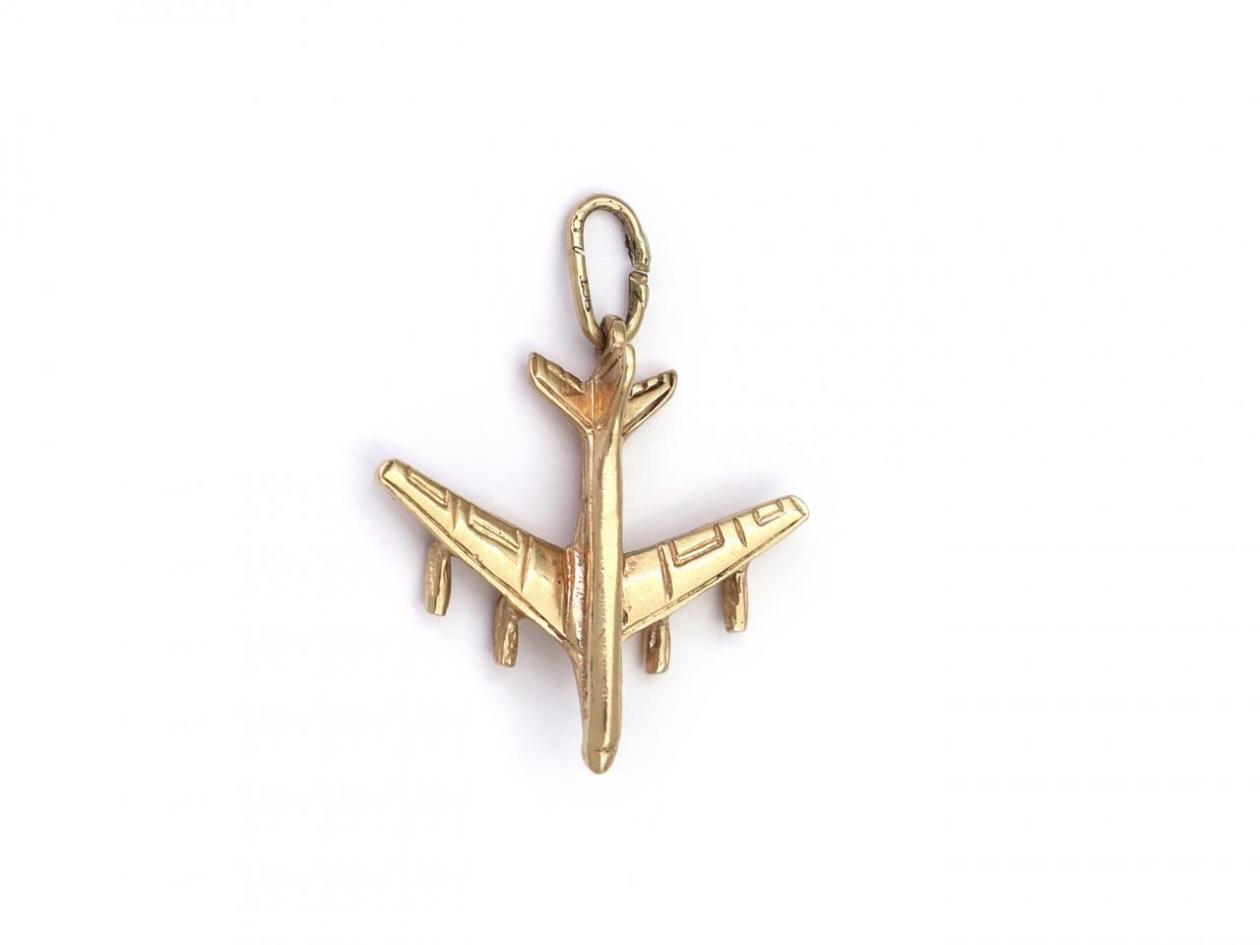 Vintage 9kt yellow Boeing 747 aeroplane charm