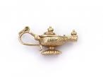 Vintage blue genie in a lamp charm in 9kt yellow gold