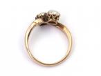 Antique freshwater pearl 'Toi et moi' twist ring in gold