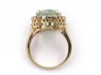 Vintage light green quartz and diamond dress ring in 14kt gold