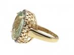 Vintage light green quartz and diamond dress ring in 14kt gold