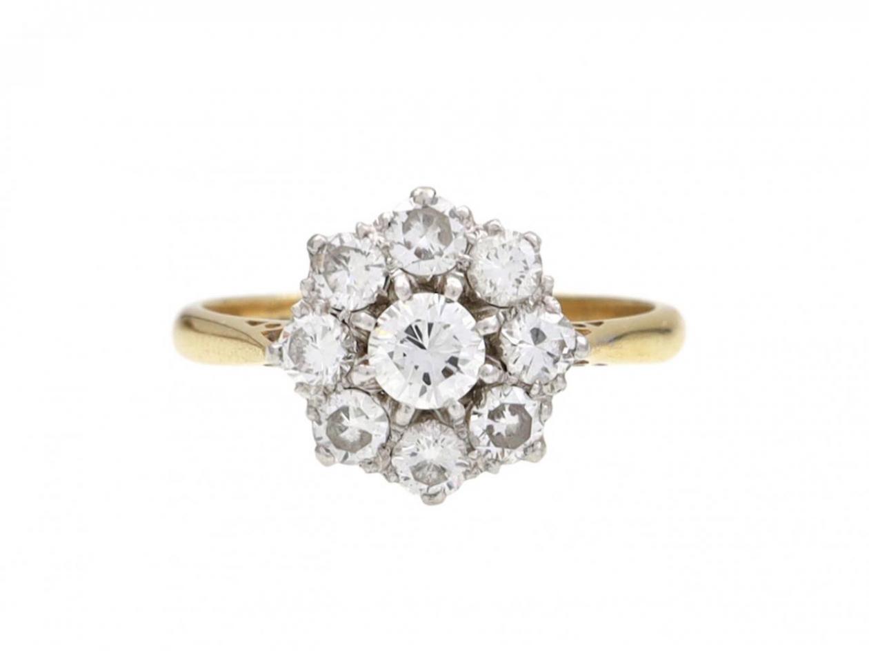 Vintage diamond coronet cluster engagement ring