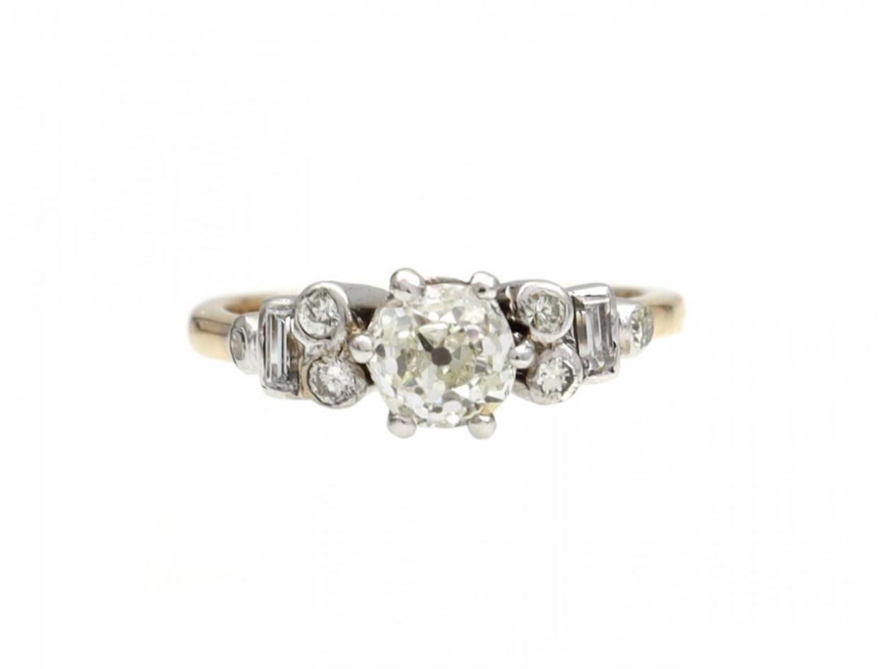 Antique Old Mine cut diamond solitaire engagement ring