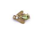 Vintage pearl and peridot mini bug brooch in gold