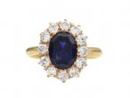 Vintage sapphire and diamond oval coronet cluster ring in 18kt yellow gold