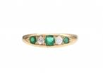 Victorian emerald and diamond five stone ring in yellow gold