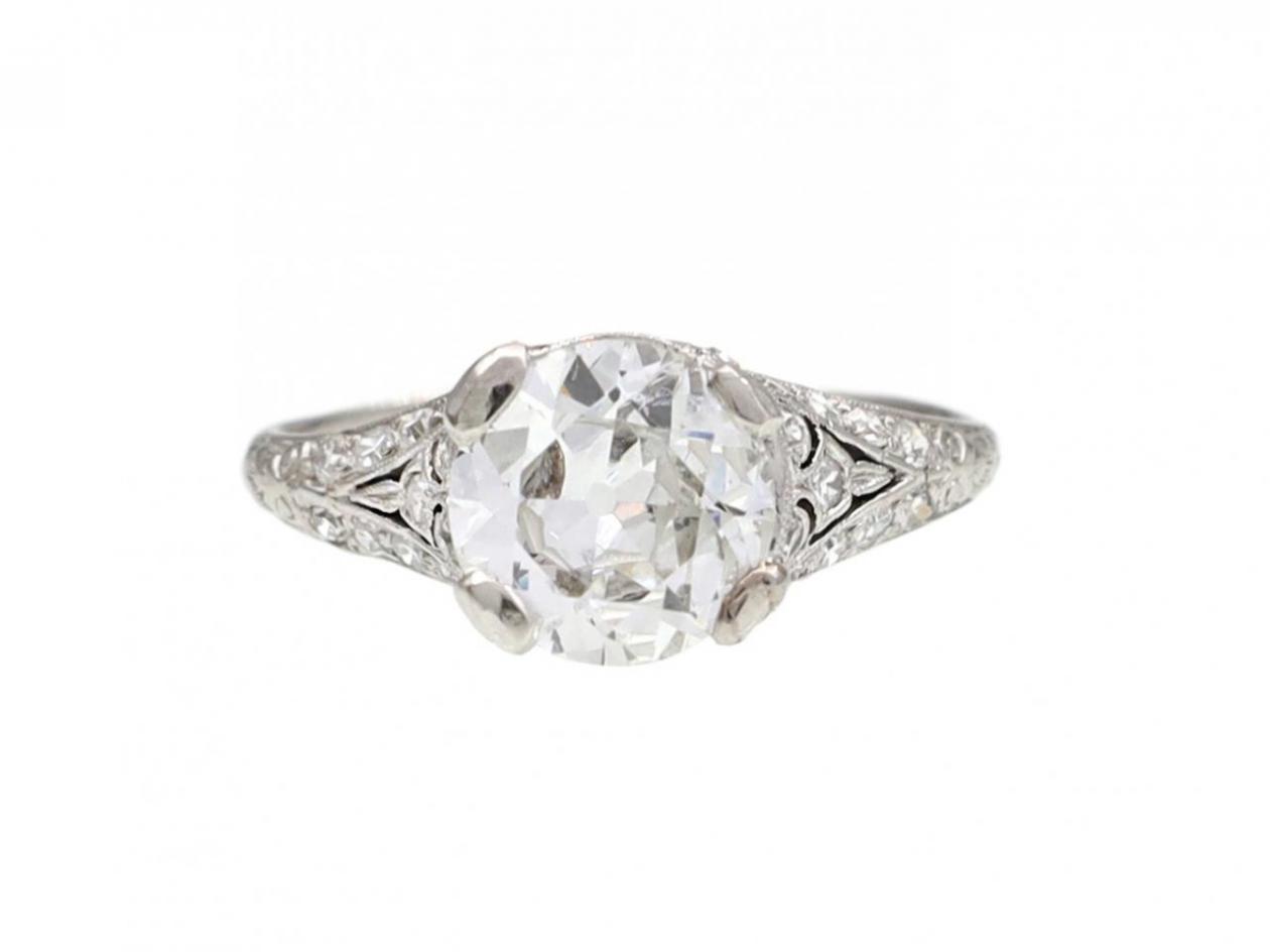 Edwardian solitaire engagement ring in platinum