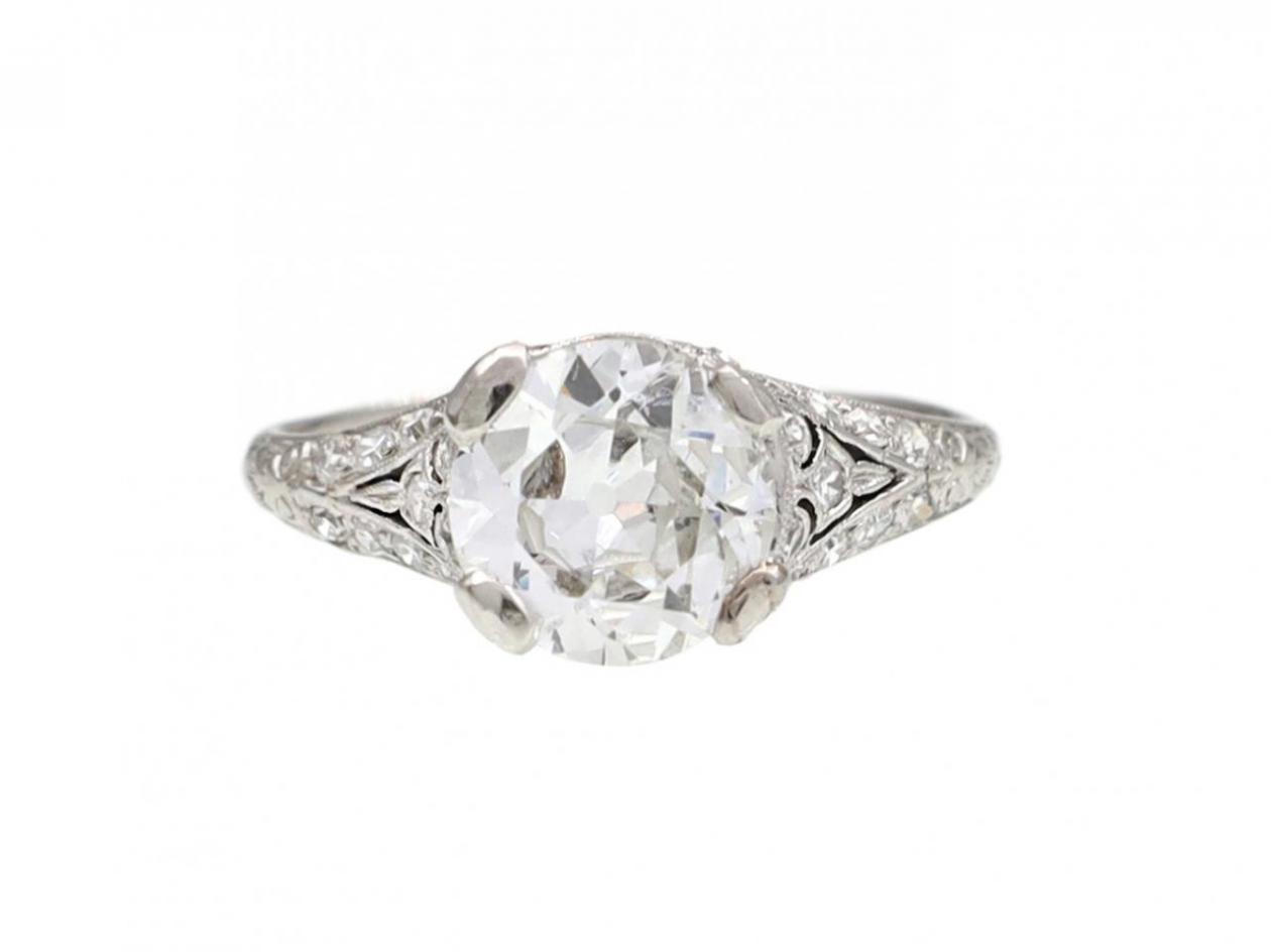 Edwardian solitaire engagement ring in platinum