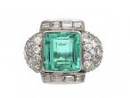 Art Deco 4ct Colombian Emerald & Diamond Fancy Cluster Ring
