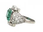 Art Deco 4ct Colombian Emerald & Diamond Fancy Cluster Ring