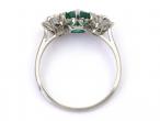 Vintage emerald and diamond three stone ring in platinum