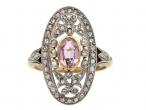 Belle Epoque pink topaz and diamond oval cluster ring