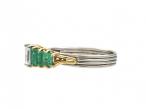 Retro emerald cut diamond and emerald seven stone ring