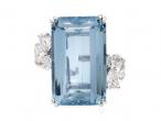 Mauboussin aquamarine and pear diamond cocktail ring in platinum