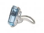 Mauboussin aquamarine and pear diamond cocktail ring in platinum