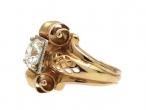 1940s cushion shape diamond engagement ring in 18kt yellow gold