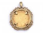 Vintage 9kt yellow gold openwork half sovereign coin pendant