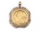 Vintage 9kt yellow gold openwork half sovereign coin pendant
