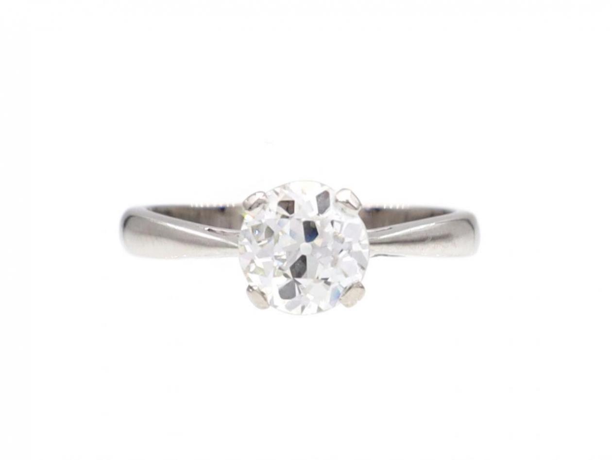 Vintage diamond solitaire engagement ring in 18kt white gold