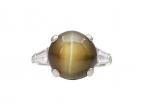 Art Deco cat's eye chrysoberyl ring by HW Beattie & Sons