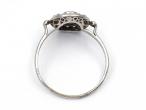 Art Deco oval diamond and sapphire target ring in platinum