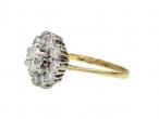 1960s diamond coronet cluster ring in platinum and 18kt yellow gold