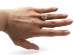 Vintage French fancy yellow sapphire and diamond cluster ring