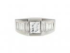 Princess and baguette cut diamond ring in platinum