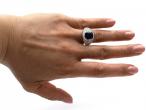 Art Deco Sapphire & Diamond Bombe Cluster Ring in Platinum
