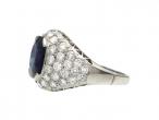Art Deco sapphire and diamond bombe cluster ring in platinum