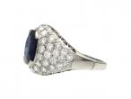 Art Deco Sapphire & Diamond Bombe Cluster Ring in Platinum