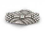 Art Deco Multi Diamond Cut Cluster Brooch in Platinum