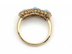 1905 Turquoise & Diamond Three Stone Cluster Ring in Gold