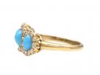 1905 Turquoise & Diamond Three Stone Cluster Ring in Gold