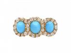1905 Turquoise & Diamond Three Stone Cluster Ring in Gold