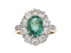 18kt yellow gold and platinum emerald and diamond coronet cluster ring