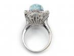 Vintage Cabochon Aquamarine & Diamond Fancy Cluster Ring