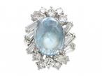 Vintage Cabochon Aquamarine & Diamond Fancy Cluster Ring