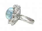 Vintage Cabochon Aquamarine & Diamond Fancy Cluster Ring