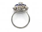 Vintage diamond and sapphire flower cluster ring in platinum