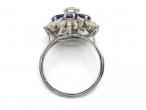 Vintage diamond and sapphire flower cluster ring in platinum