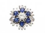 Vintage diamond and sapphire flower cluster ring in platinum
