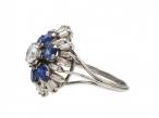 Vintage diamond and sapphire flower cluster ring in platinum