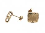 Millennium square chequered stud earrings in 9kt yellow gold