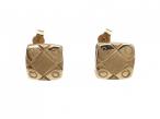 Millennium square chequered stud earrings in 9kt yellow gold