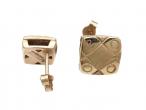 Millennium square chequered stud earrings in 9kt yellow gold