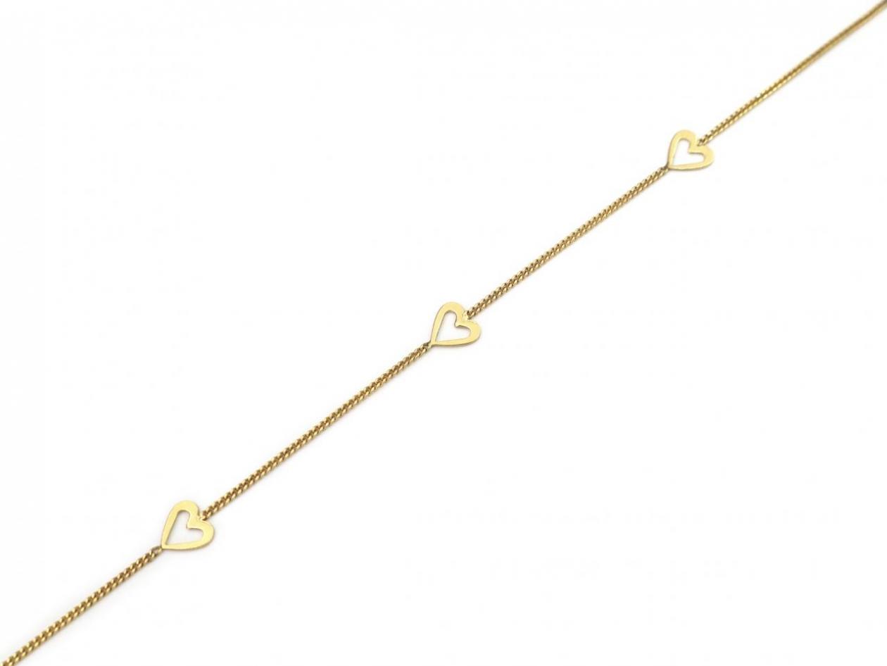 14kt yellow gold floating heart bracelet