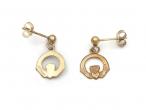 Vintage 9kt yellow gold Claddagh drop earrings