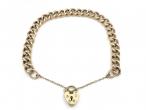 1989 hollow curb link bracelet with heart lock in 9kt yellow gold